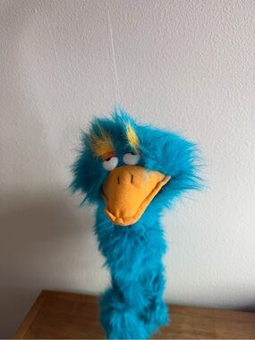Fisher-Price Teal Plush Bird Toy with Orange Beak